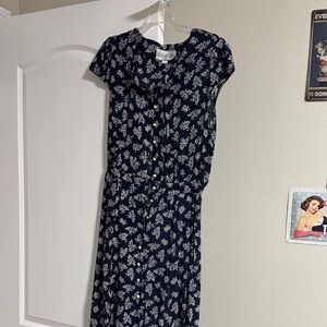 SAYLOR Navy Blue Floral Button-Front Maxi Dress